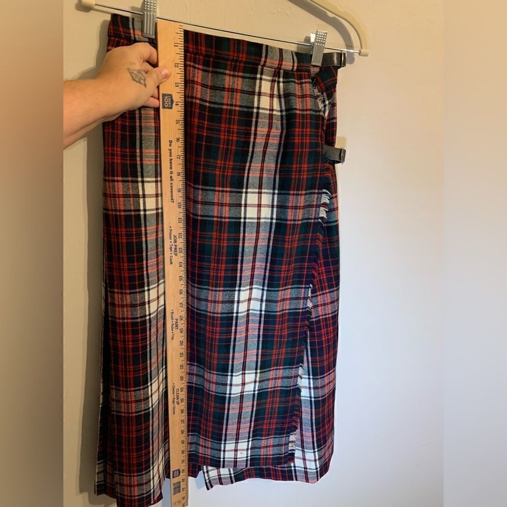 Vintage Red Tartan Plaid maxi wrap skirt size S‎ - Picture 8 of 10